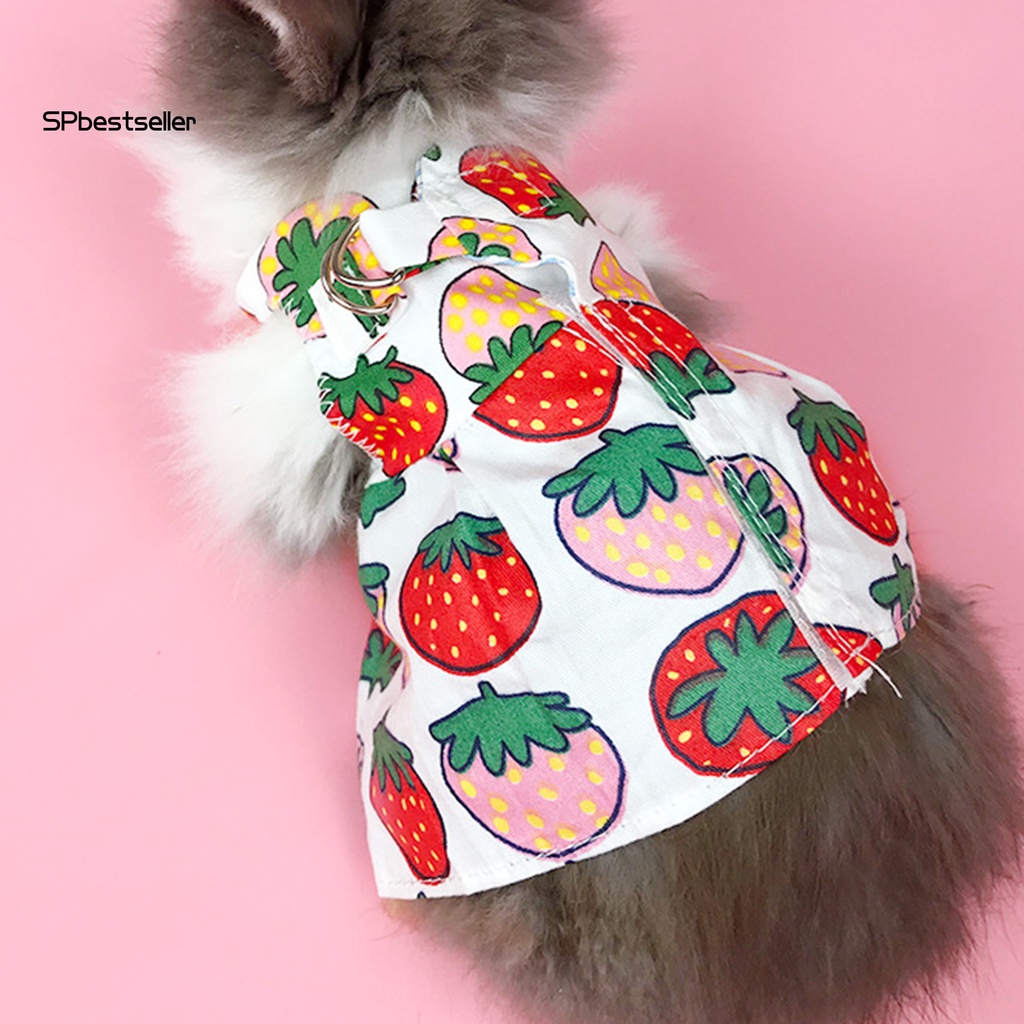 Spbestsellwr Bộ Đầm Sát Nách Thoáng Khí Kèm Dây Dắt Dành Cho Thú Cưng Thỏ Nhỏ