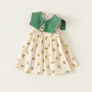 Đầm Cổ Vuông Chất Liệu 100% Cotton Dễ Thương Xinh Xắn Dành Cho Bé Gái