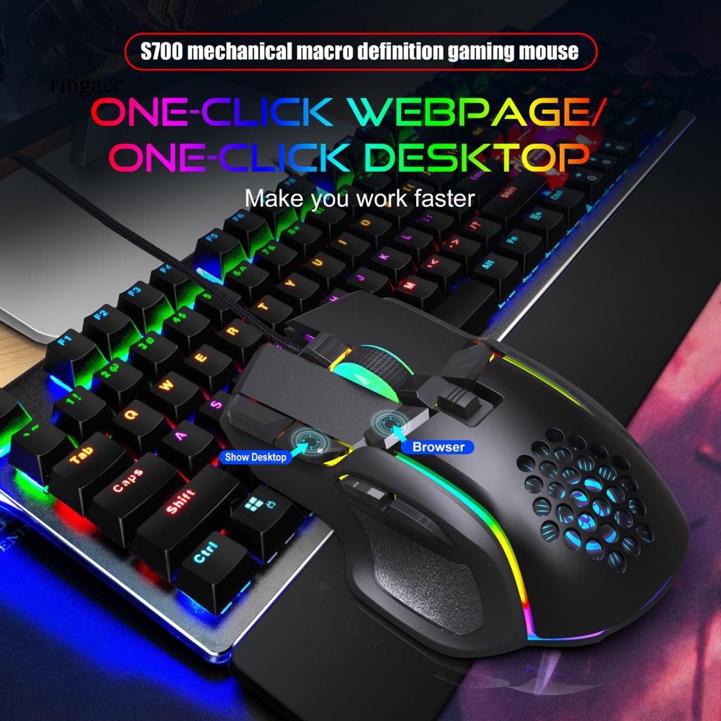 Chuột Quang Có Dây RGA RGB 10 Nút DPI Chơi Game Chuyên Nghiệp Chuột Chơi Game Giao Diện USB 12800DPI 12800