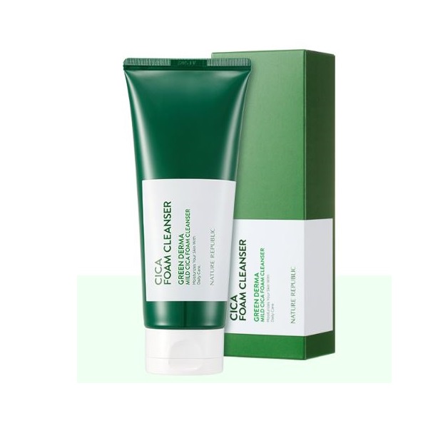 Sữa Rửa Mặt Tạo Bọt Derma Cica Màu Xanh Lá Nature Republic 150ml