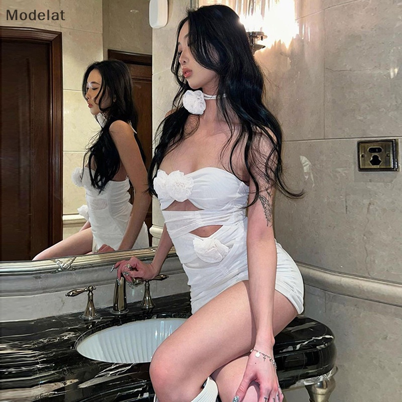 Đầm Hoa Mùa Hè Khoét Lưng Gợi Cảm Cho Nữ