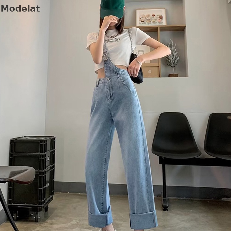 Quần Denim Lưng Cao Dáng Rộng Phong Cách Thời Trang Âu Mỹ Dành Cho Nữ