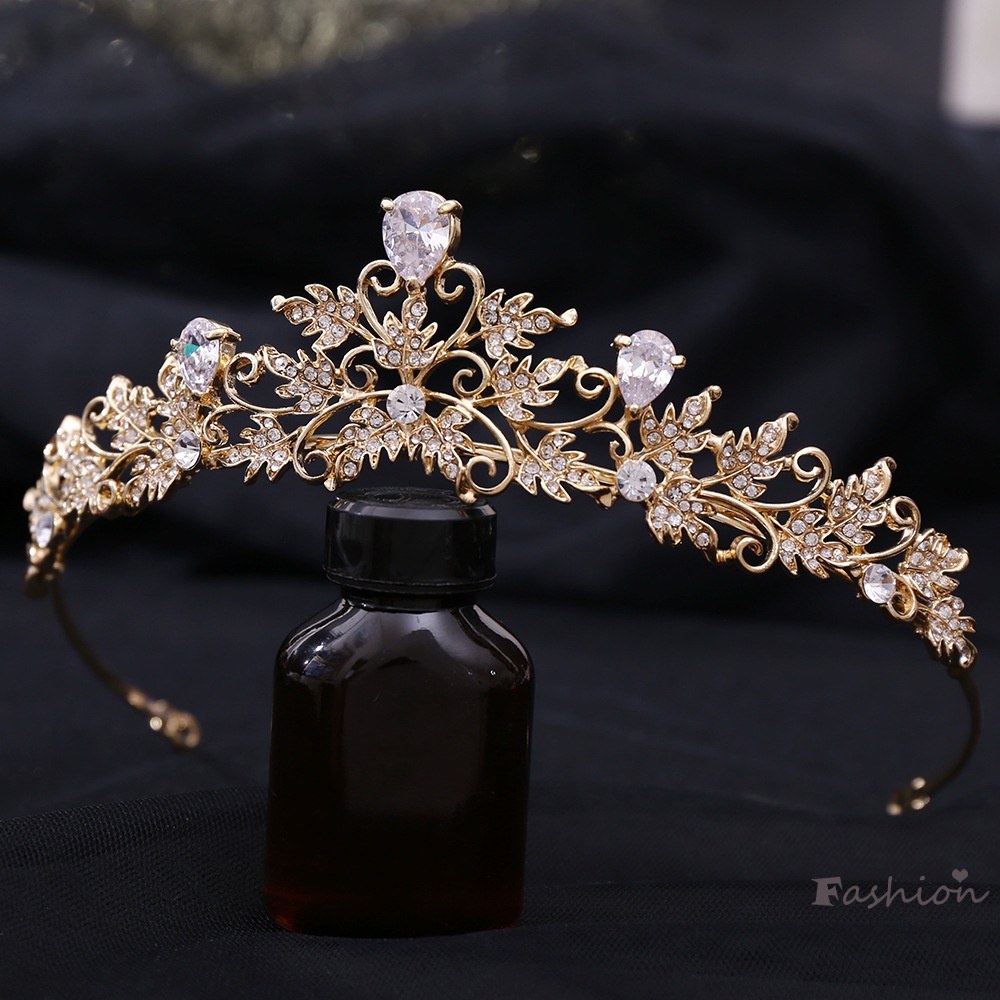 Vương Miện Hợp Kim Đính Kim Cương Giả Kiểu Dáng Đơn Giản Cho Cô Dâu