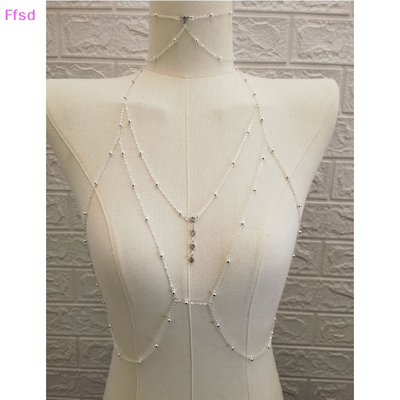{Ffsd} Dây Chuyền Cơ Thể Bằng Kim Loại Dạng Chuỗi Đính Pha Lê Trang Sức Quyến Rũ Thời Trang Cho Nữ