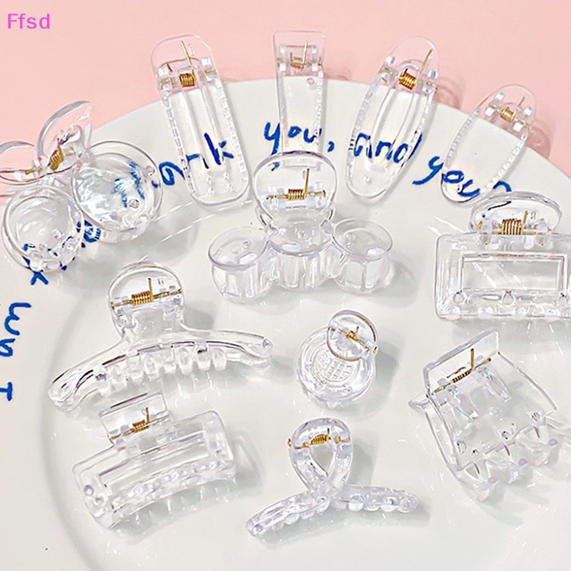 {Ffsd} Set 10 Kẹp Tóc Càng Cua Cỡ Lớn Bằng Nhựa Resin Trong Suốt Đơn Giản Thời Trang Mới Cho Nữ