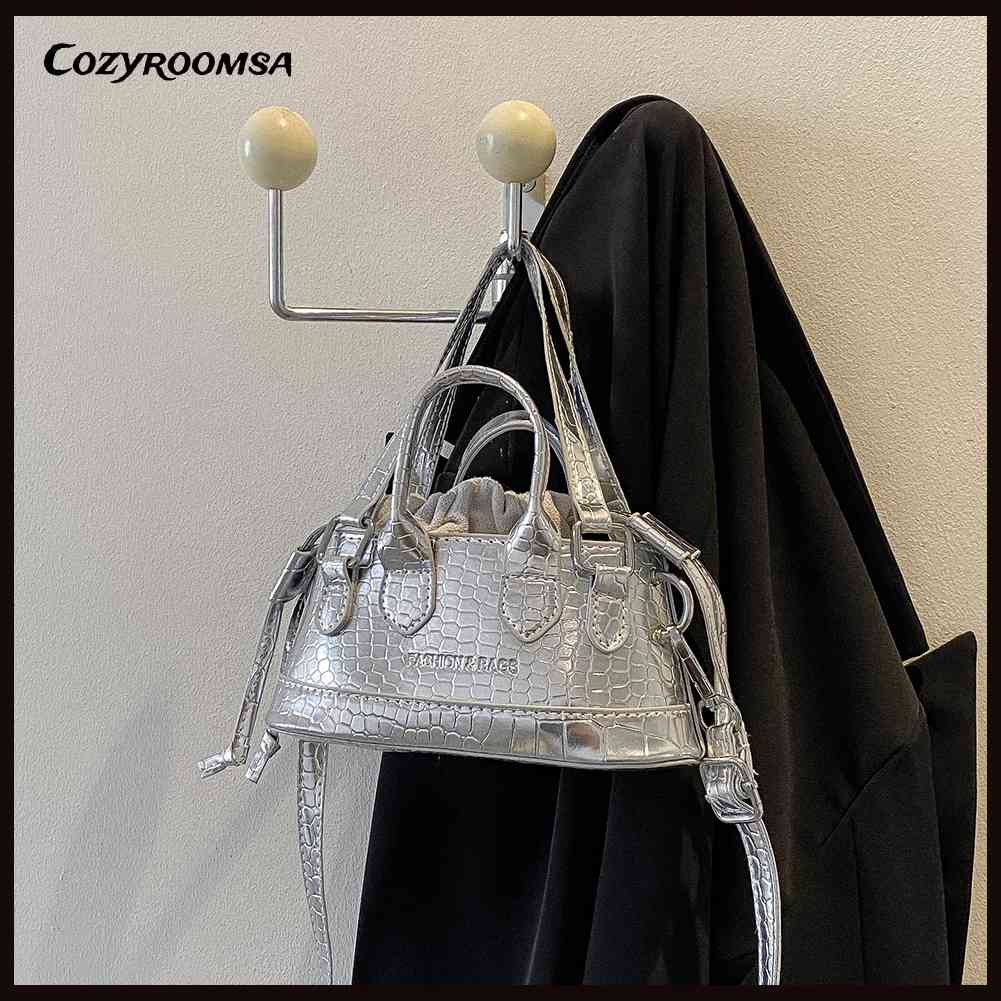 Túi Xách Đeo Chéo Họa Tiết Da Cá Sấu Màu Trơn Thời Trang Cho Nữ