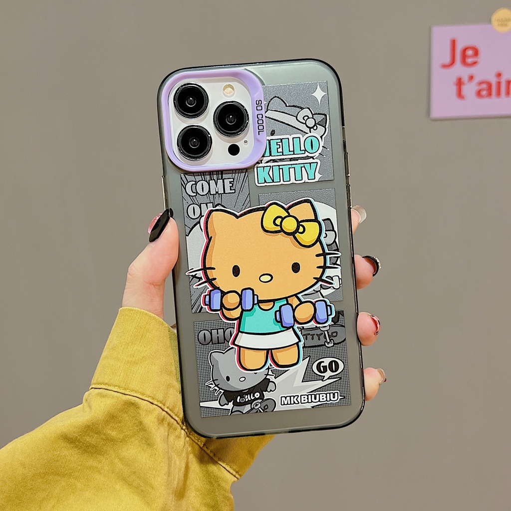 Ốp Điện Thoại TPU Mềm Trong Suốt Hai Mặt Chống Sốc In Hình Mèo Kitty Cho iPhone 11 13 12 14 Pro Max
