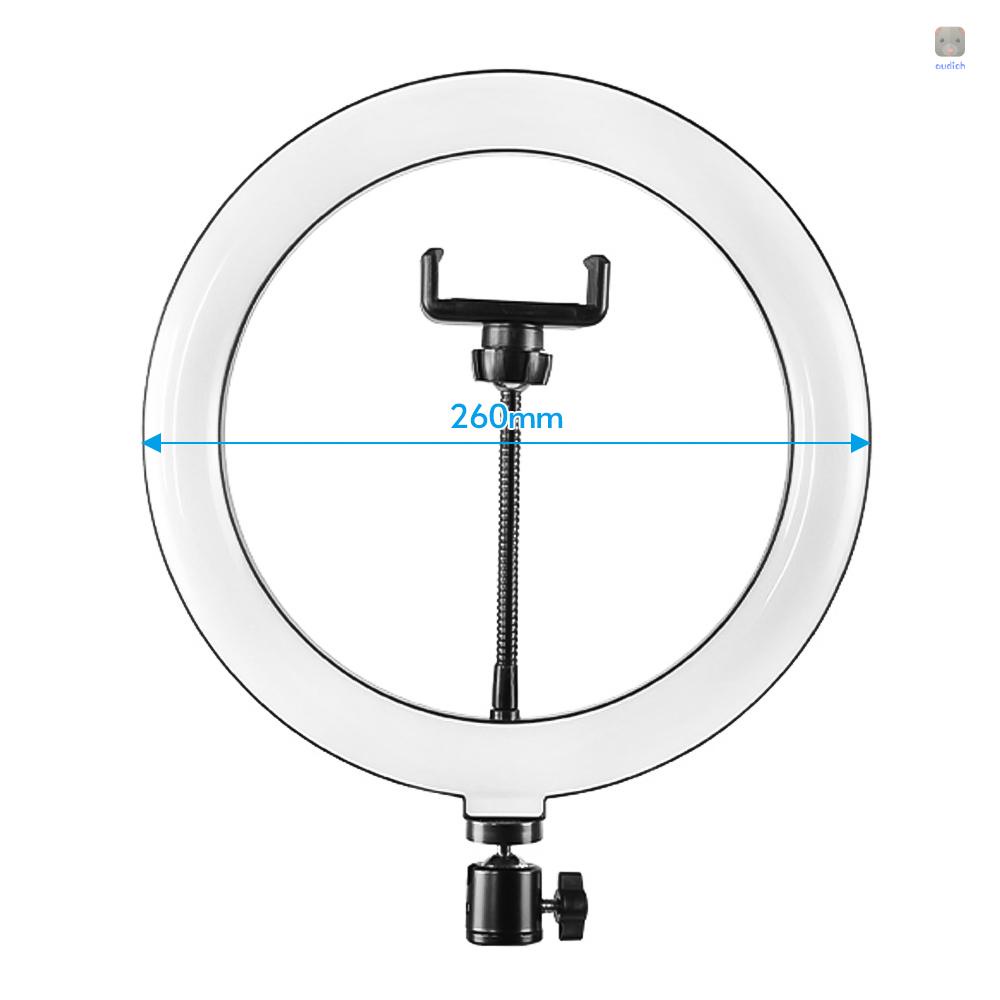 Đèn LED Tròn 10 Inch 3 Màu Kẹp Điện Thoại Hỗ Trợ Chụp Ảnh / Trang Điểm / Live Stream