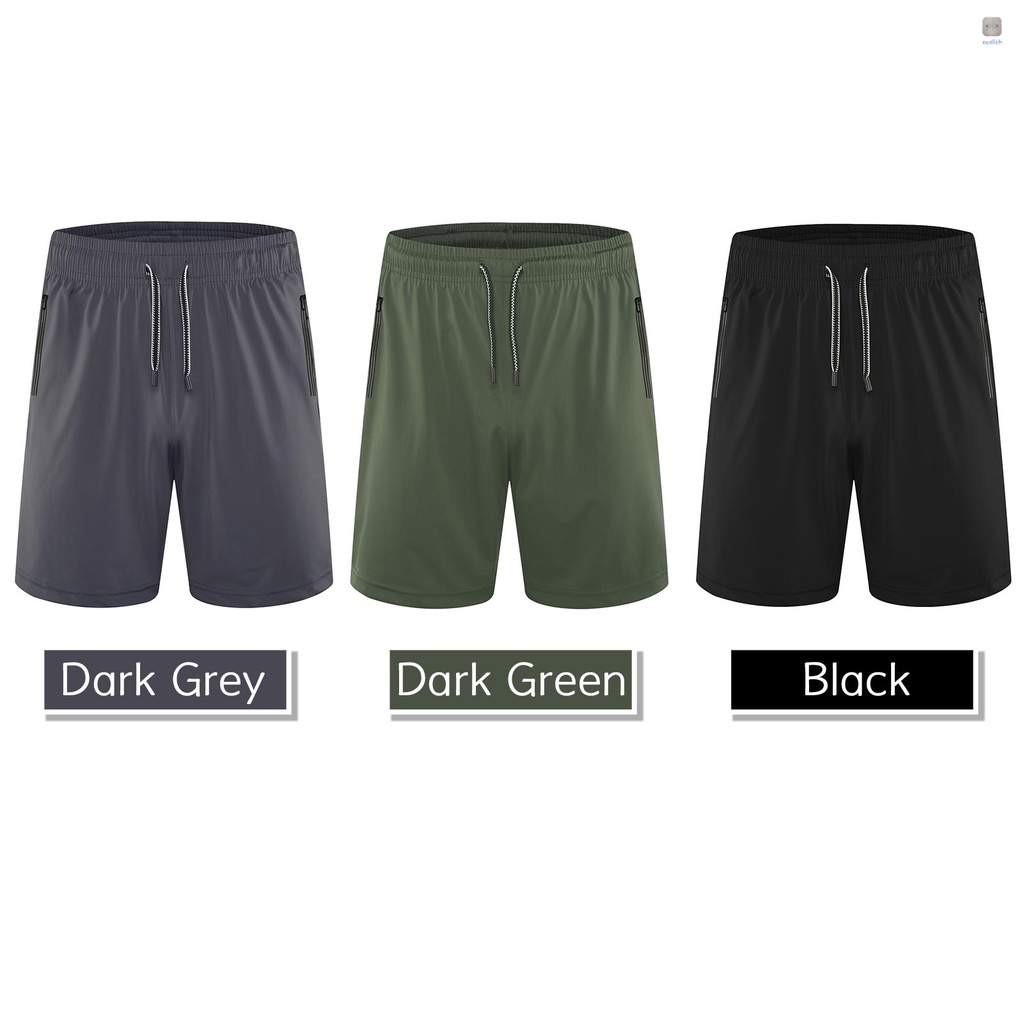 Quần Short Thể Thao Lưng Thun Siêu Nhẹ Phối Túi Khóa Kéo Thời Trang Cho Nam