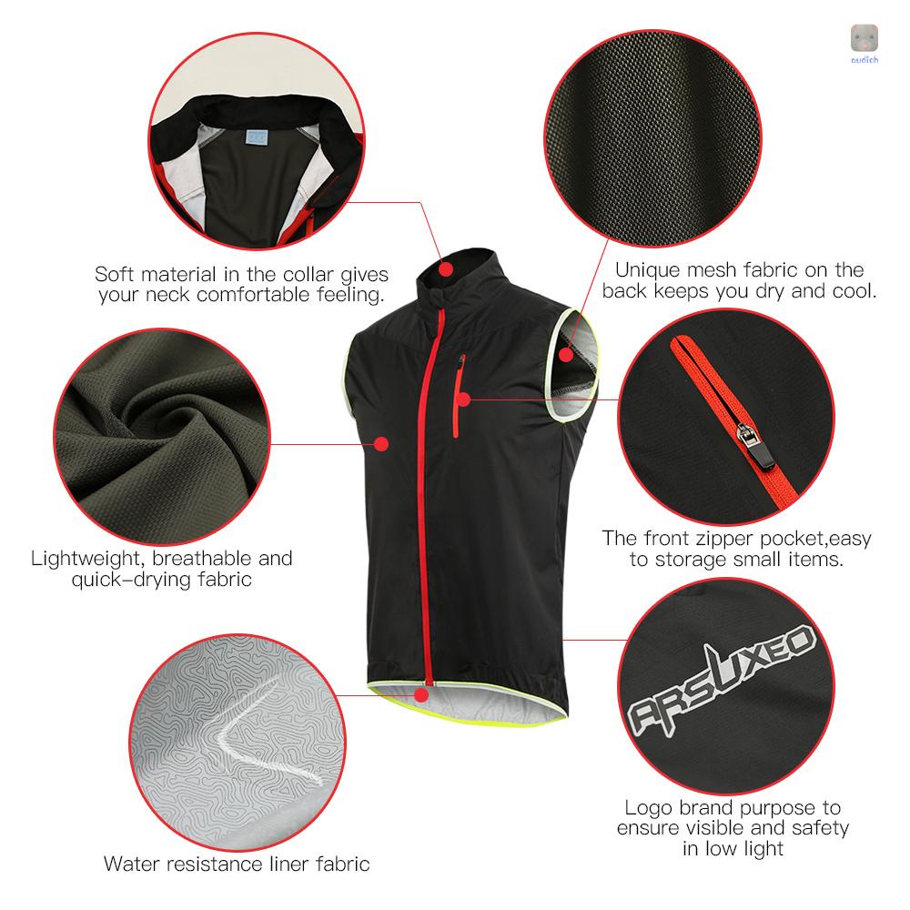 Arsuxeo Áo Sát Nách Phối Khóa Kéo Thoáng Khí Thời Trang Chạy Bộ Cho Nam