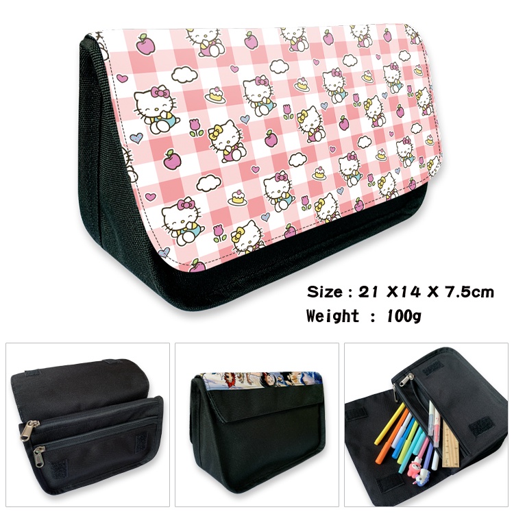 Túi Đựng Bút Bằng Vải Canvas Nắp Lật Khóa Kéo In Hình Sanrio Hello Kitty Cinnamoroll Dành Cho Học Sinh Nam Nữ