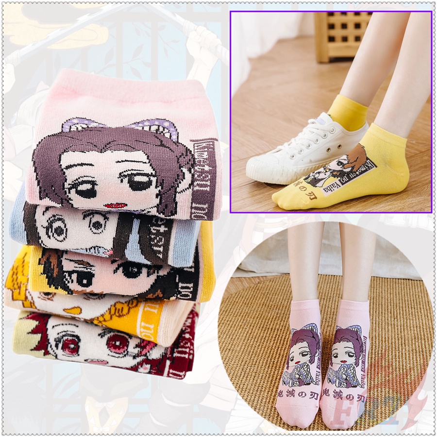 1 Cặp ❤ Vớ Họa Tiết Anime Demon Slayer Series 01 ❤ Vớ Cổ Ngắn Thiết Kế Mới Lạ Thời Trang