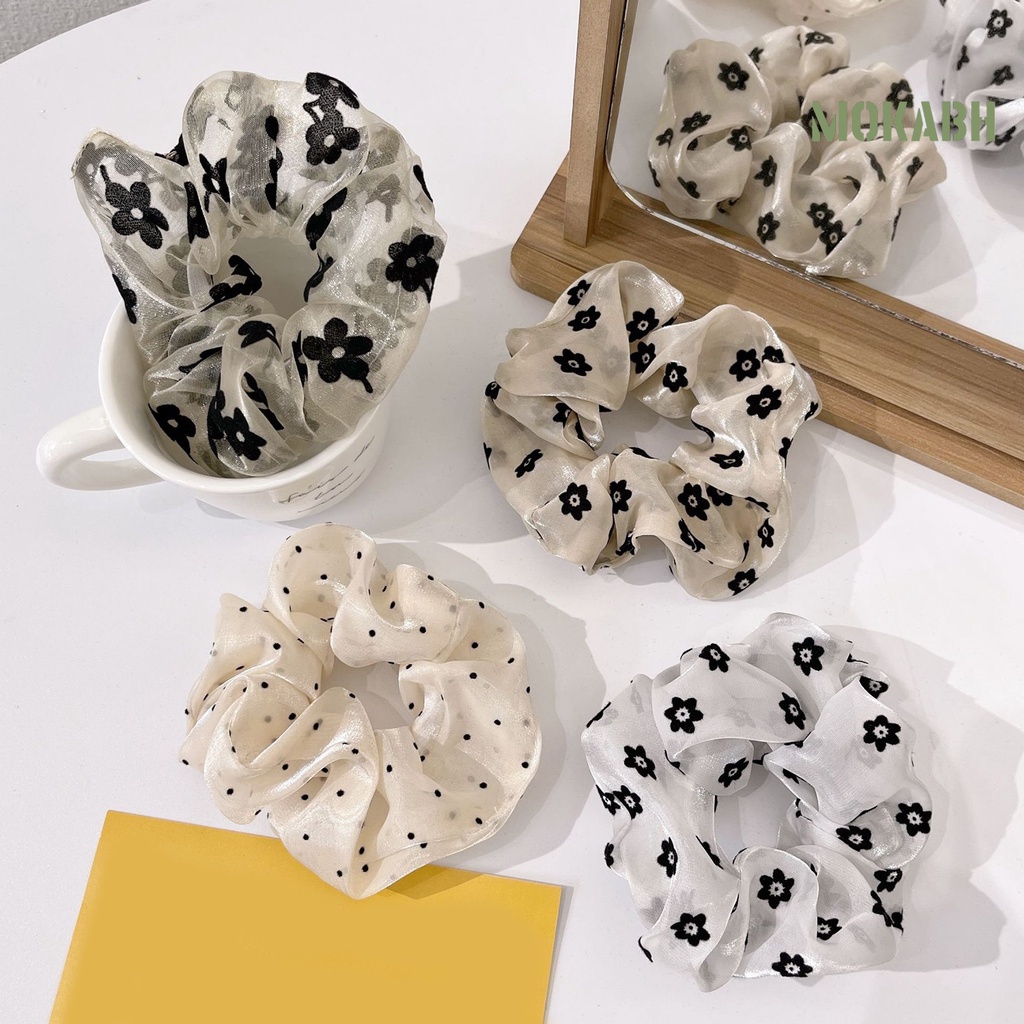 Dây Cột Tóc Co Giãn Chống Trượt Đính Hoa Xinh Xắn Cho Nữ