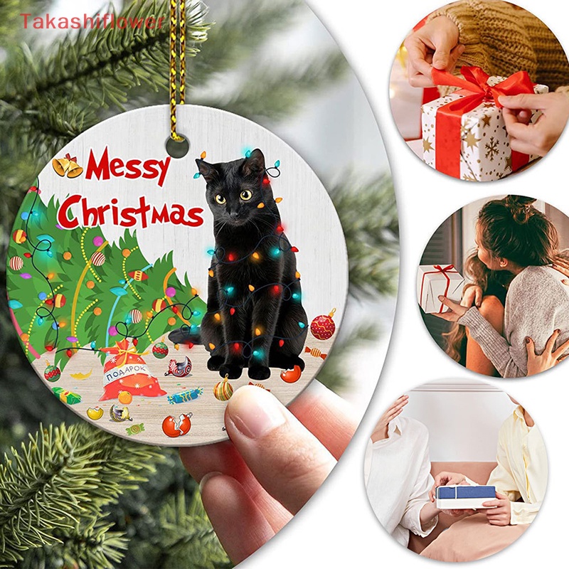 Phụ Kiện Treo Trang Trí Cây Thông Giáng Sinh Năm Mới Hình Chú Mèo Đen Dễ Thương