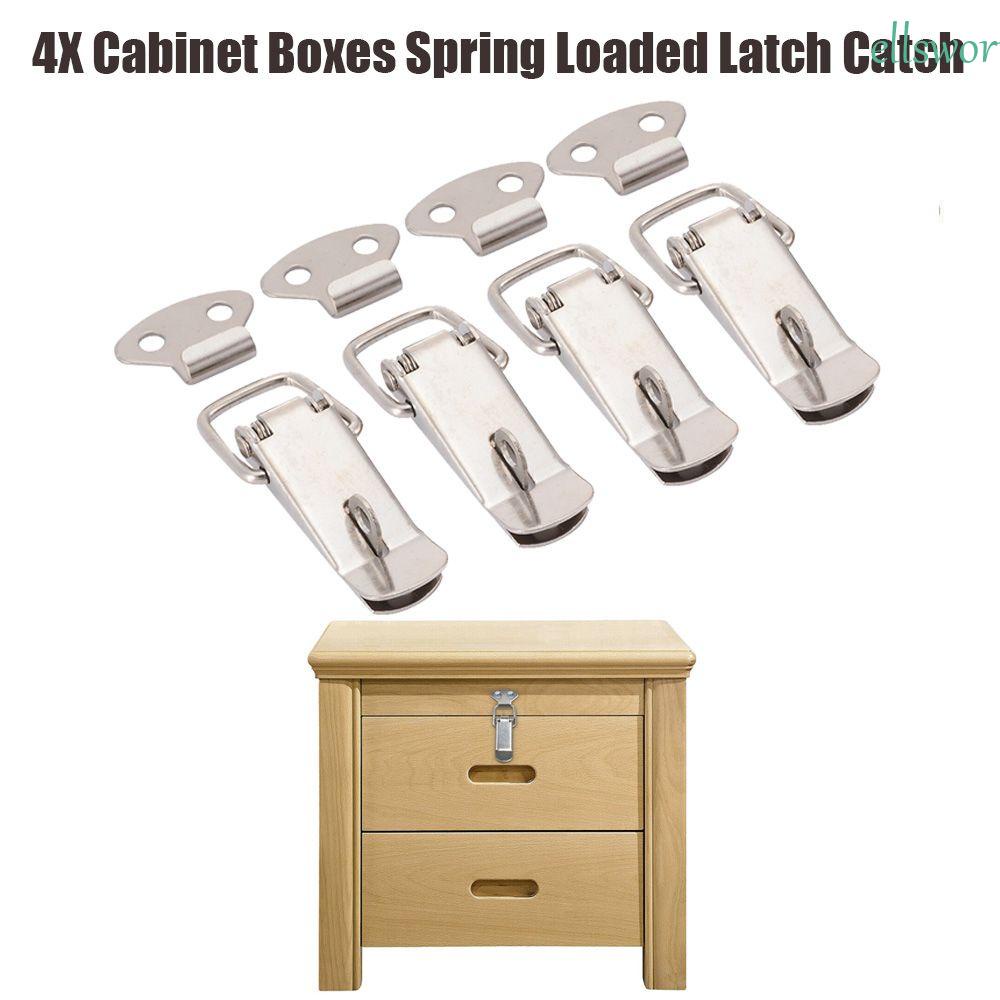 Elsworth Set 4 Hộp Khóa Cửa Tủ Đựng Đồ Nội Thất Dạng Lò Xo Tiện Dụng