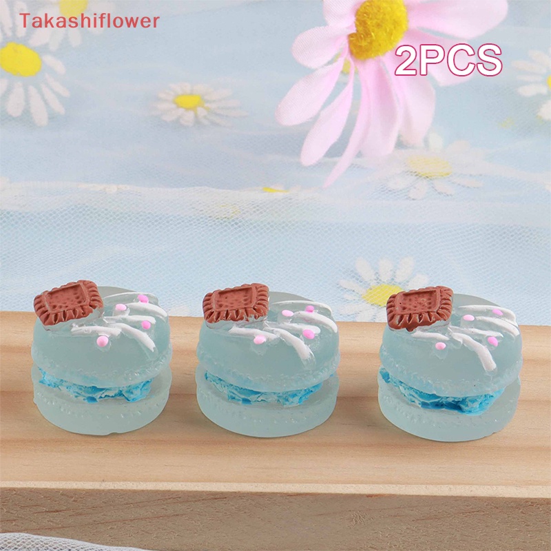 Set 2 Phụ Kiện Trang Trí Điện Thoại Kiểu Bánh Macaron 3D DIY Bằng Nhựa Resin Dạ Quang