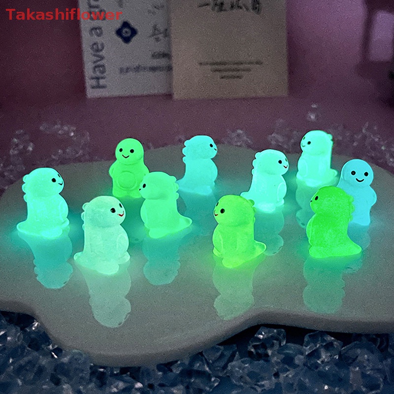 Bộ 5 Mô Hình Khủng Long Mini Bằng Resin Màu Dạ Quang Dễ Thương Trang Trí Thủ Công DIY