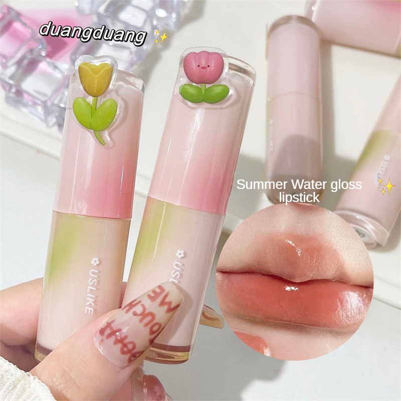 Son Môi Dạng Thạch Dưỡng Ẩm Lâu Trôi Không Dính Cốc Thiết Kế Hình Bông Hoa Dễ Thương Dành Cho Nữ