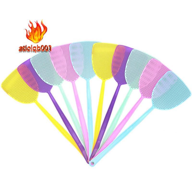 Fly Swatter 10 gói Tay cầm dài bằng nhựa Fly Swat Hướng dẫn sử dụng Swat Kiểm soát dịch hại cho ruồi và muỗi Nhiều màu ngẫu nhiên