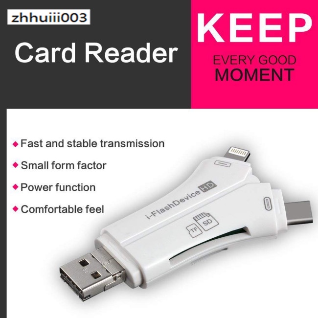 Đầu Đọc Thẻ Nhớ 4 Trong 1 iPhone / Micro USB / USB Type-c / USB SD Cho iPhone iPad Mac &amp; Android