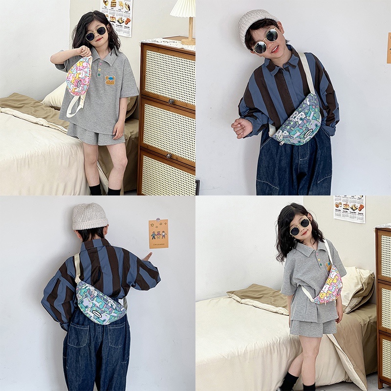 Túi Thể Thao Đeo Chéo Họa Tiết Hoạt Hình Phong Cách Hàn Quốc Cho Bé