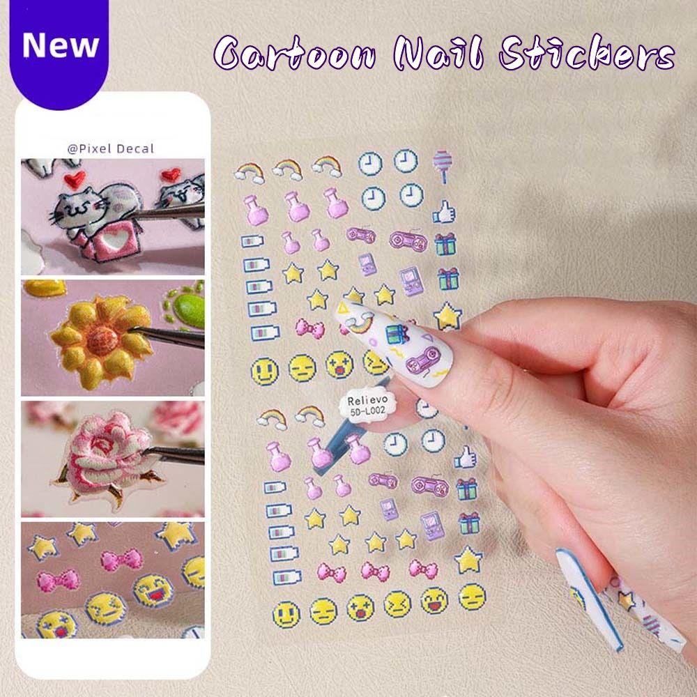 Nhãn Dán Móng Tay Tự Dính Họa Tiết Hoạt Hình Nhiều Màu Sắc
