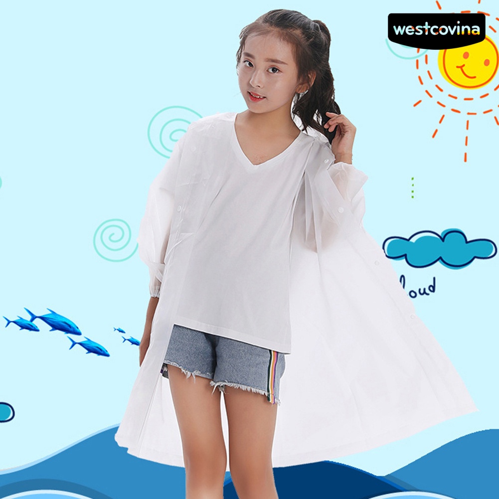 [COD]☁Áo Mưa EVA Dáng Dài Có Mũ Trùm Che Phủ Toàn Diện Dành Cho Bé Trai Gái