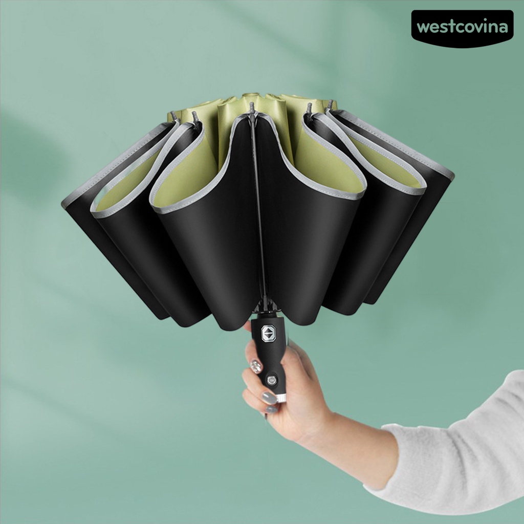 [COD]☁Dù Gấp Tự Động Có Đèn Pin LED Tay Cầm Dài Tiện Dụng