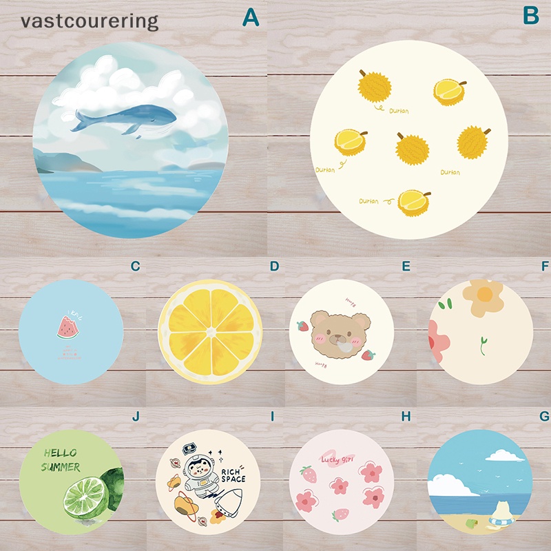 Thảm Lót Chuột Hình Tròn 20CM Chống Trượt Họa Tiết Trái Cây Hoạt Hình