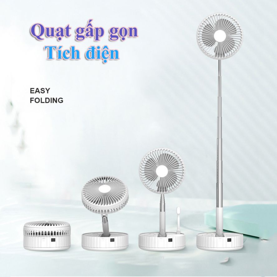 Quạt tích điện USB gấp gọn cỡ lớn SEKA BG202 kéo cao lên đến 1m, quay 90 độ, tích hợp pin sạc dự phòng, điều khiển từ xa