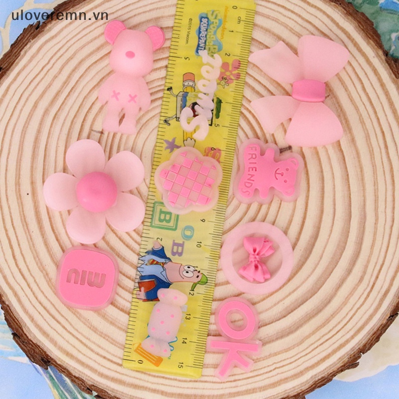 Bộ 5 Miếng Dán PVC Mềm Màu Hồng Dạ Quang Họa Tiết Hoạt Hình Trang Trí Ốp Điện Thoại DIY