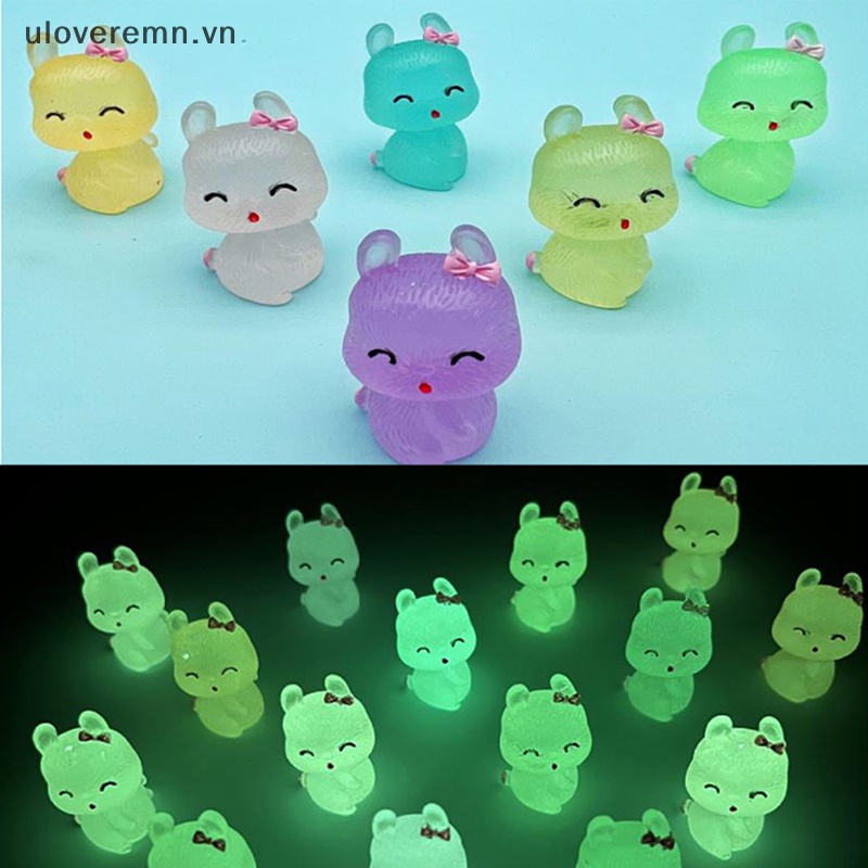 Set 2 Móc Điện Thoại Mini Bằng Resin Dạ Quang Hình Thỏ Dễ Thương DIY