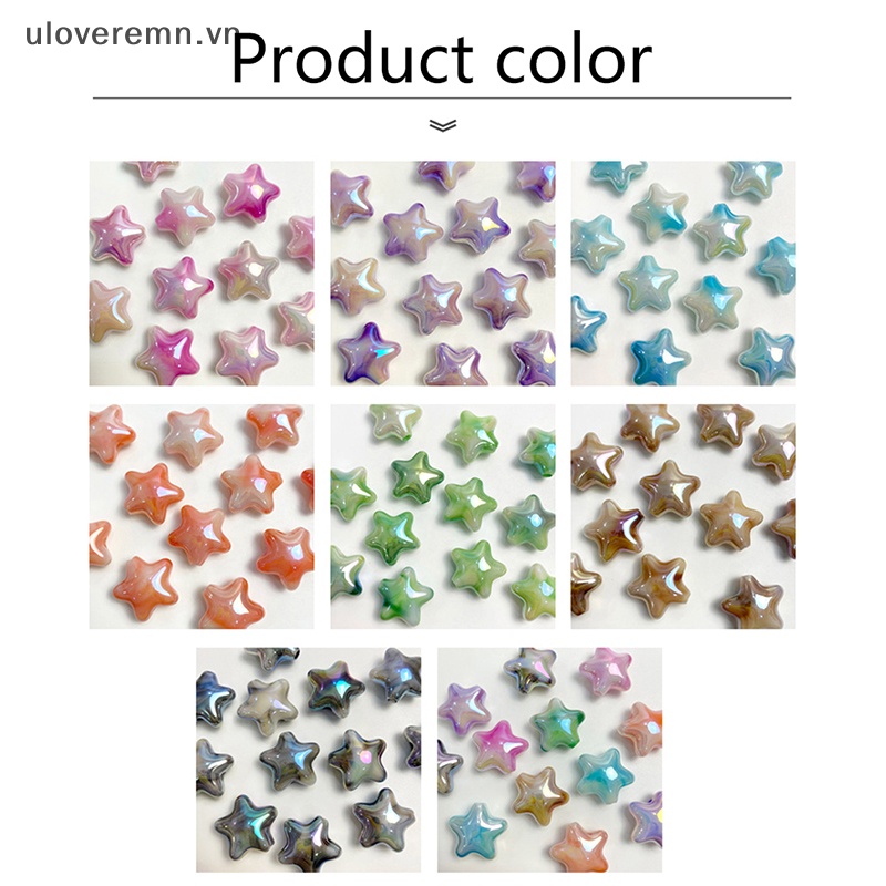 Set 10 Hạt Xỏ Lỗ Hình Ngôi Sao Năm Cánh Nhiều Màu Sắc Dễ Thương Làm Vòng Tay DIY