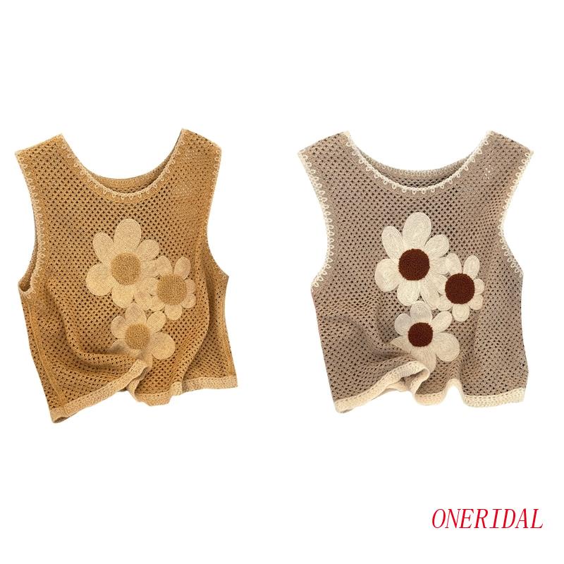 Áo Thun Tanktop Không Tay Cổ Tròn Thêu Hoa Phong Cách Bohemia Dành Cho Nữ