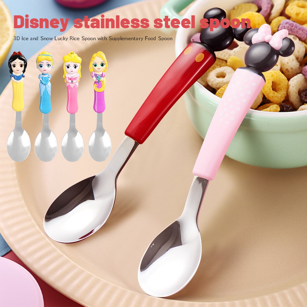Muỗng Ăn Cơm Bằng Thép Không Gỉ Hình Disney 3D Thìa inox ăn