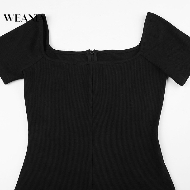 Áo liền quần Dệt Kim Cổ Vuông Màu Sắc Đơn Giản Quyến Rũ Cho Nữ