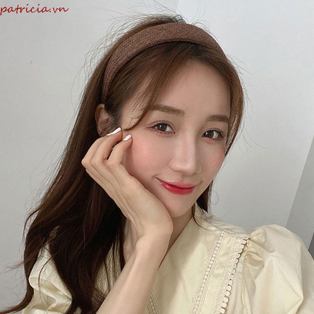 Băng Đô Cài Tóc Bản Rộng Màu Trơn Thanh Lịch Cho Nữ