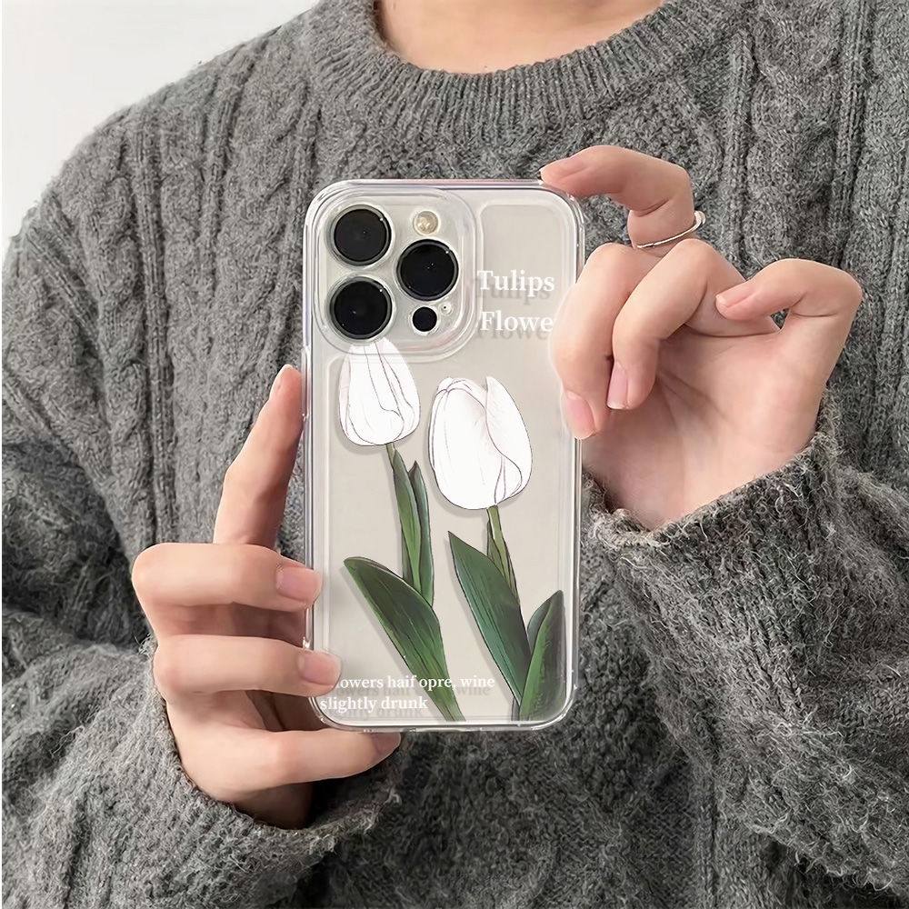 ✅Ốp Điện Thoại Mềm Chống Sốc Màu Trắng In Họa Tiết Hoa Cho Iphone 14pro 6In Plus 13 12 max 11 78