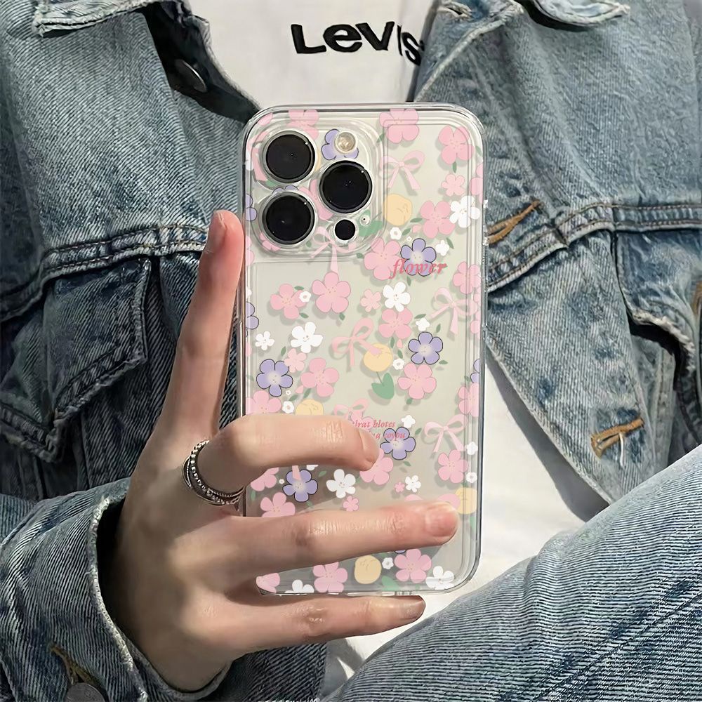 ✅Ốp Điện Thoại Mềm Chống Sốc Họa Tiết Hoa Màu Hồng Đơn Giản Cho Iphone 12 1D7M Max 13 Plus1114Pro6In78