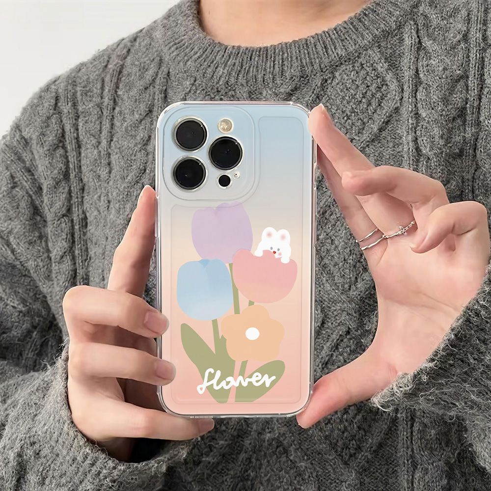 ✅Ốp Điện Thoại Mềm Chống Sốc Hình Thỏ Màu Gradient Cho Iphone 13 12 7814pro 11 Max Plus 6In CIFL