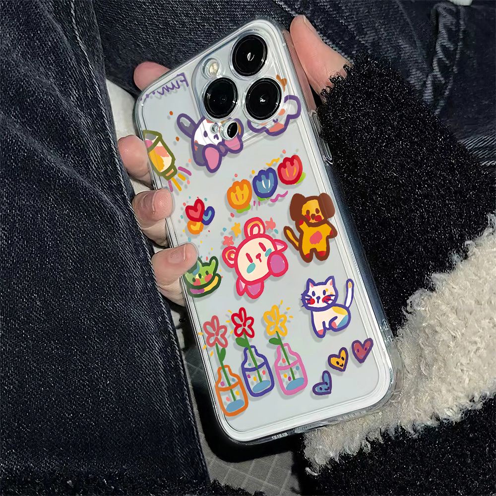 ✅Ốp Điện Thoại Dẻo Họa Tiết Hoa &amp; Chó Mèo Dễ Thương Chống Sốc Cho Iphone126Ins 14pro 1311 60AQ 78