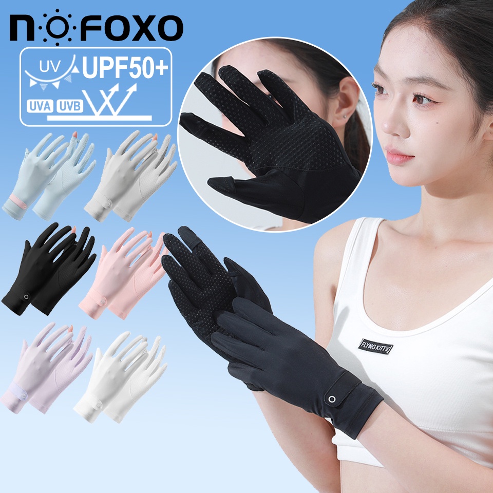 Đôi găng tay chống nắng NOFOXO UPF50+ bằng silicon phối lưới thoáng khí chống trượt có thể chạm màn hình cảm ứng