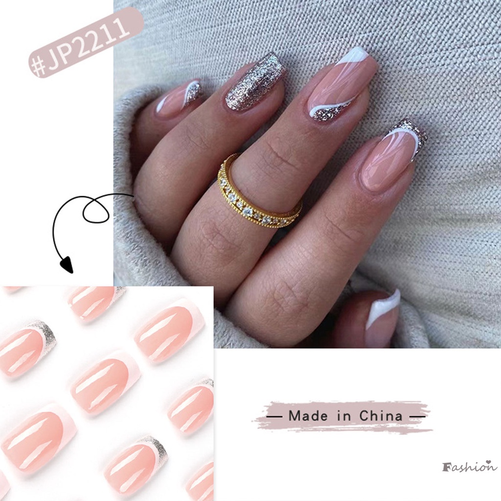 Móng Tay Giả Siêu Dẻo Màu Trắng Phong Cách Pháp Độc Đáo