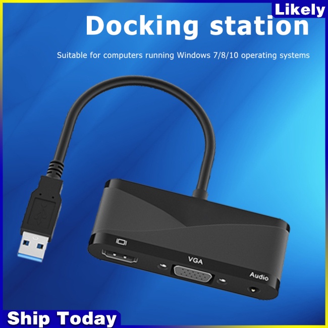 Bộ Chuyển Đổi Hub Usb 3.0 Sang Hd-mi-Comi Vga 1080p Hd 3 Trong 1 Tương Thích Với Windows7 / 8 / 10 / 11 / Os
