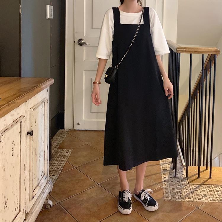 Set Áo Trắng + Váy Yếm Dáng Ôm Phong Cách Thời Trang Hàn Quốc Dành Cho Nữ Có Size Lớn