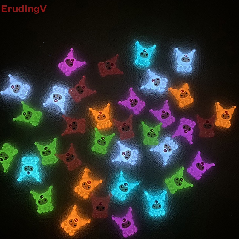 Set 10 Phụ Kiện Trang Trí Móng Tay Nghệ Thuật DIY Hình Hoạt Hình 3D Phát Sáng