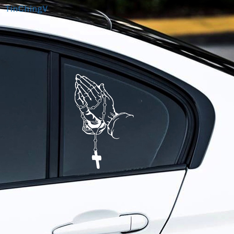 [TinChingV] Đề Can Vinyl Chống Thấm Nước Hình Bàn Tay Cầu Nguyện Với Rosary Christian Trang Trí Xe Hơi [Mới]