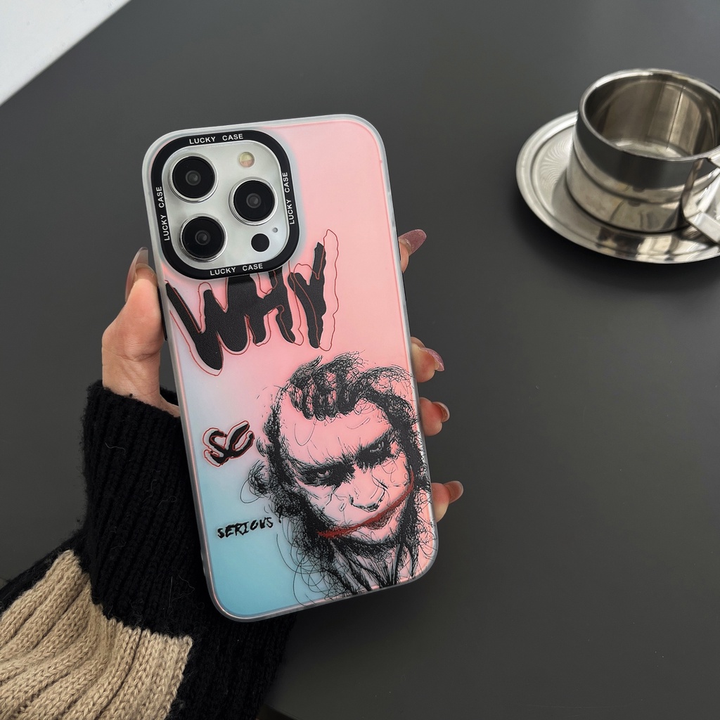 Ốp Điện Thoại TPU Mềm Trong Suốt Hai Mặt Chống Rơi Họa Tiết Nhãn Hiệu Chú Hề Cho iPhone 14 13 12 11 Pro Max