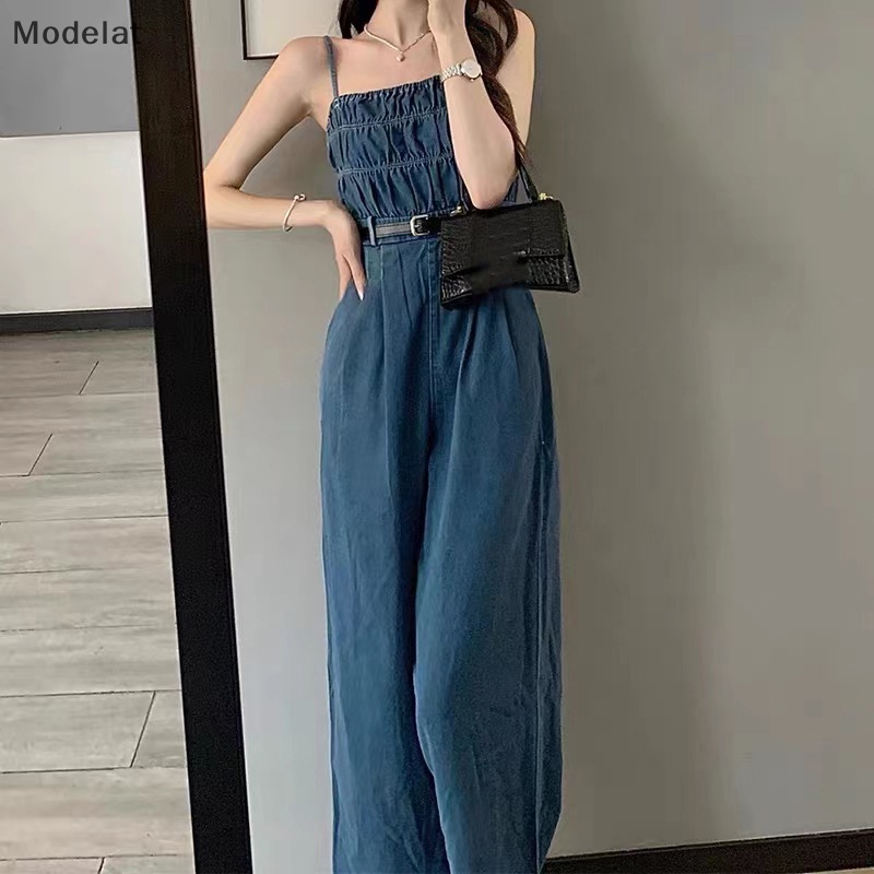 Mfc Jumpsuit Denim Dáng Rộng Đơn Giản Dễ Phối Đồ Mùa Hè Phổ Biến Cho Nữ Giới