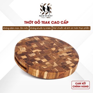 Thớt Gổ Teak NEW M WAY Ghép Đầu Cây Tròn Tdc05